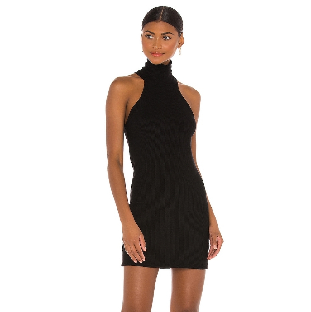 Michael Lauren Jenkins Dress Black Ribbed Fabric Small Designer